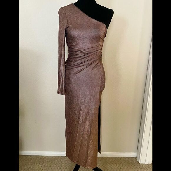 NWT Zara Sparkly Draped Asymmetric Dress - Picture 1 of 15